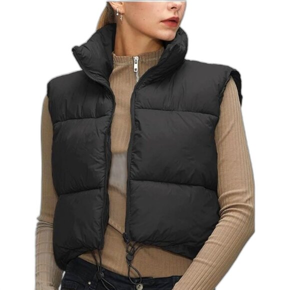 lara&missy Women's Cropped Winter Sleeveless Padded Outerwear Puffer Vest- Small - Picture 3 of 5